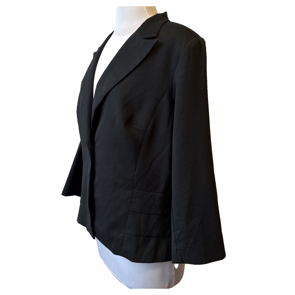 Cabi Pleated Ruffle One Button Slate Black Blazer Women's 16 Business Office